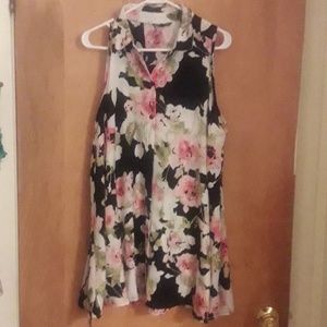 womans xl floral print sleeveless tunic